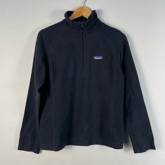 Patagonia Micro D 1/4 Zip Fleece Pullover Sweater Black Long Sleeves Size‎ S - Picture 1 of 11